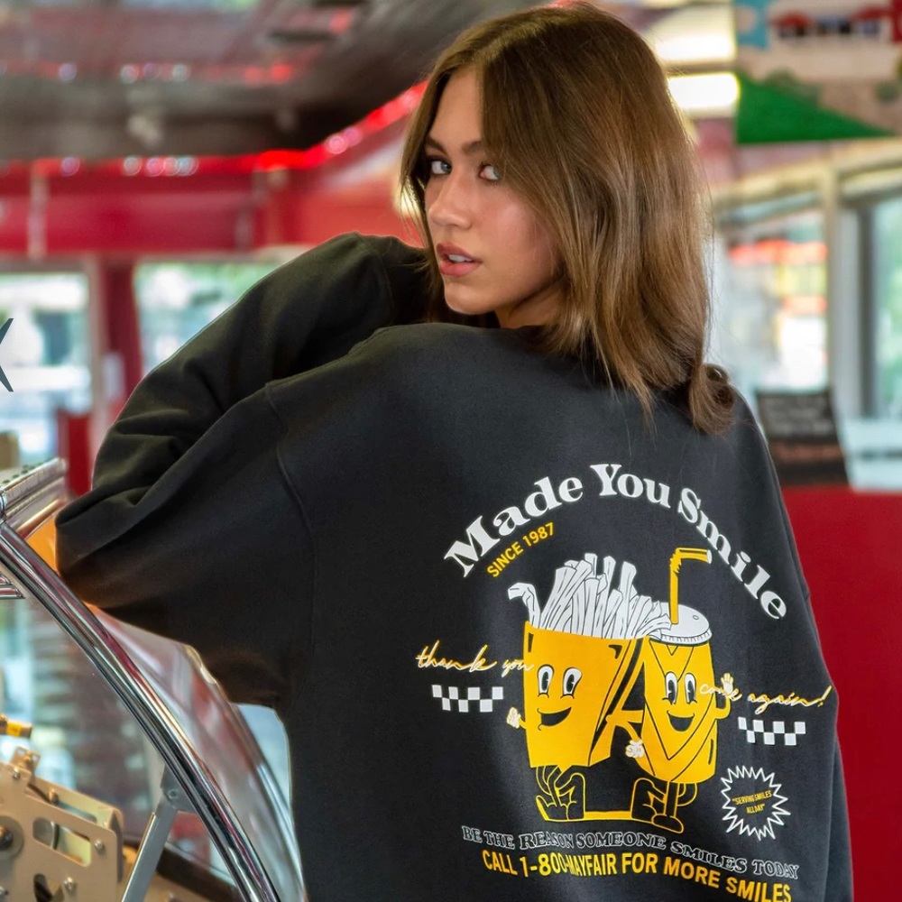 Made You Smile Jet Crewneck Mayfair Group
